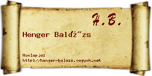 Henger Balázs névjegykártya